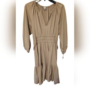 Calvin Klein Tan Color Long Sleeve Midi Dress Women's Size 4 NWT
